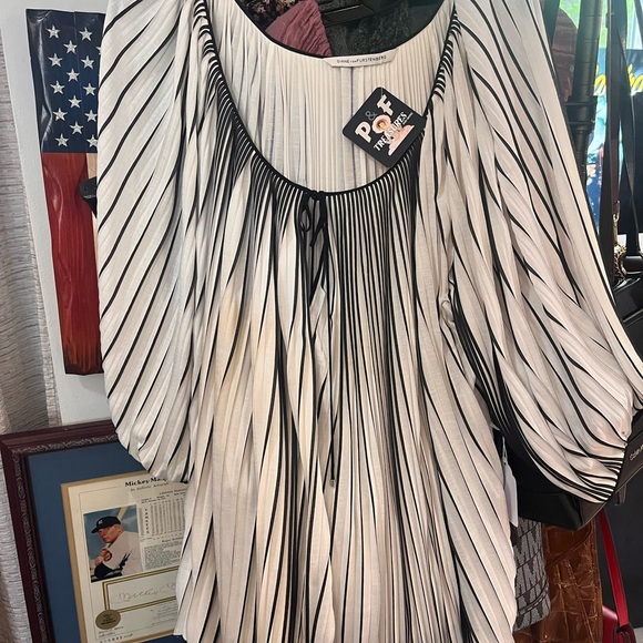 Diane Von Furstenberg Tops - Diane Von Furstenberg Black and White Pleated Blouse